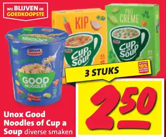 Nettorama Unox good noodles of cup a soup diverse smaken aanbieding