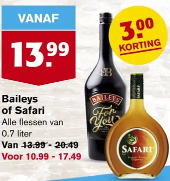 Hoogvliet Baileys of Safari Alle flessen van 0.7 liter aanbieding