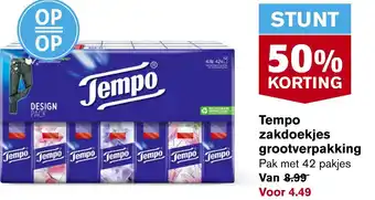 Hoogvliet Tempo zakdoekjes grootverpakking Pak met 42 pakjes aanbieding