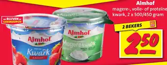 Nettorama Almhof magere volle of proteine kwark 2 x 500 450 gram aanbieding