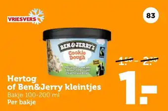 Coop Hertog of Ben&Jerry kleintjes Bakje 100 200 ml aanbieding