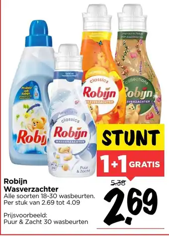 Vomar Voordeelmarkt Robijn Wasverzachter 1+1 aanbieding