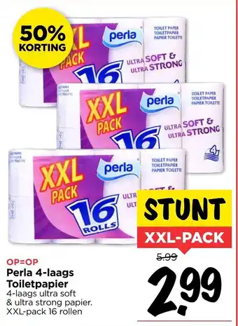 Vomar Voordeelmarkt Perla 4-laags toiletpapier 16 rollen aanbieding