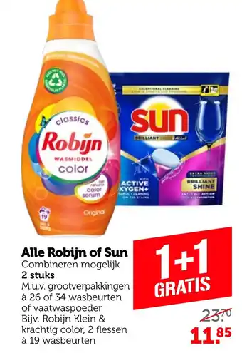 Coop Alle Robijn of sun aanbieding