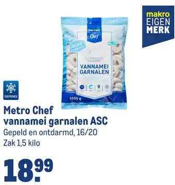 Makro Metro Chef vannamai garnalen ASC aanbieding