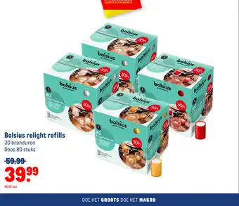 Makro Bolsius relight refills 30 branduren aanbieding