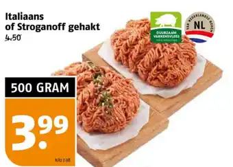 Poiesz Italiaans of Stroganoff gehakt 500g aanbieding