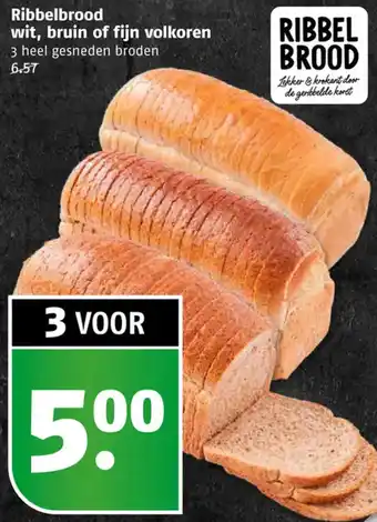 Poiesz Ribbelbrood wit, bruin of fijn volkoren aanbieding