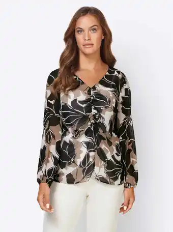 Heine Blouse met print in champagne/donkertaupe bedrukt van heine aanbieding