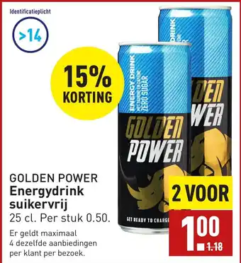 ALDI GOLDEN POWER Energydrink suikervrij aanbieding