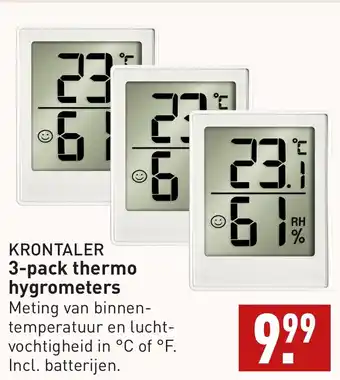 ALDI KRONTALER 3-pack thermo hygrometers aanbieding