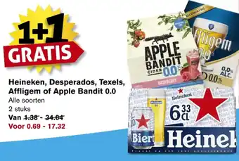 Hoogvliet Heineken, Desperados, Texels, Affligem of Apple Bandit 0.0 aanbieding