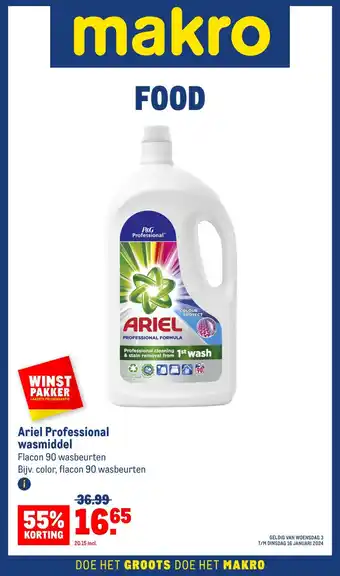 Makro Ariel Professional wasmiddel aanbieding