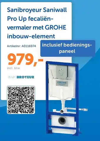 Warmteservice Sanibroyeur saniwall pro up fecaliën- vermaler met grohe inbouw-element aanbieding