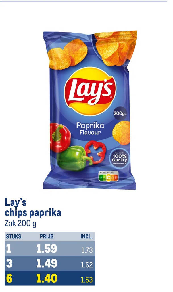 Lay's chips paprika aanbieding bij Makro