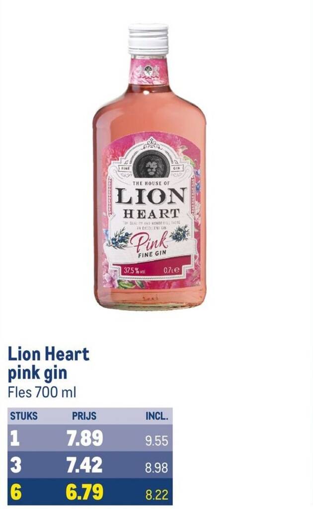 Lion Heart pink gin aanbieding bij Makro