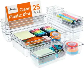 Amazon Lifewit 25 stuks lade organizer set doorzichtig plastic bureau lade verdelers trays dressoir opbergbakken scheidingsdoos voor aanbieding