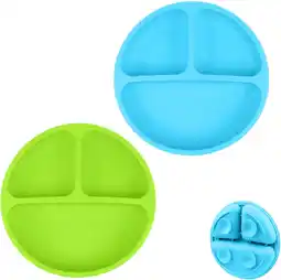 Amazon Vicloon siliconen babybord met zuignappen, 2 stuks, antislip siliconen, om gerechten te vedelen, geschikt voor peuters, voor aanbieding