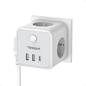 Amazon Tessan 2 ports usb c socket, 6 in 1 cube dief triple sockets met 1 type c, meervoudige wandcontactdoos met schakelaar, oplade aanbieding