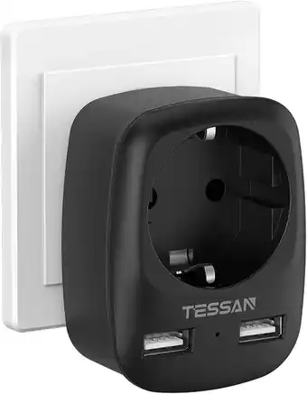 Amazon Tessan reisadapter type g, reisadapter uk plug adapter engeland met 2 usb, socket adapter reisstekker power adapter voor ierl aanbieding