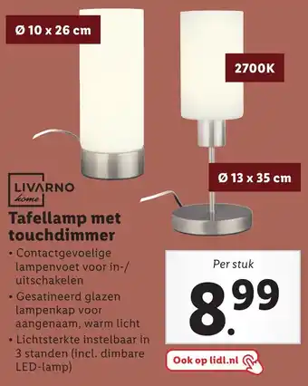 Lidl LIVARNO home Tafellamp met touchdimmer aanbieding