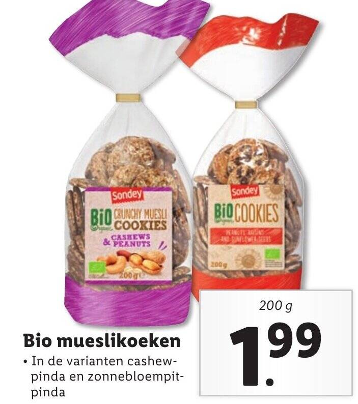 Bio mueslikoeken 200g aanbieding bij Lidl