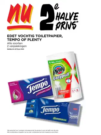 Jumbo EDET VOCHTIG TOILETPAPIER, TEMPO OF PLENTY aanbieding