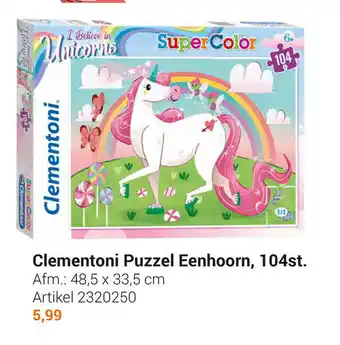 Lobbes Clementoni Puzzel Eenhoorn, 104 st. 48,5 x 33,5 cm aanbieding