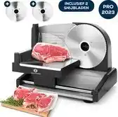 Bol.com Fleau kitchen professionele vleessnijmachine - inclusief 2x rvs snijbladen - krachtige motor - allessnijder - broodsnijmachin aanbieding