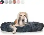 Bol.com Snoozle hondenmand - superzacht en luxe - fluffy en rond - pluche - donut - hondenbed - anti-stress - 100cm groot - grijs aanbieding