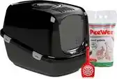 Bol.com Peewee kattenbak xxl ecodome startpakket - zwart - 66.5 x 48.5 x 46.5 cm aanbieding