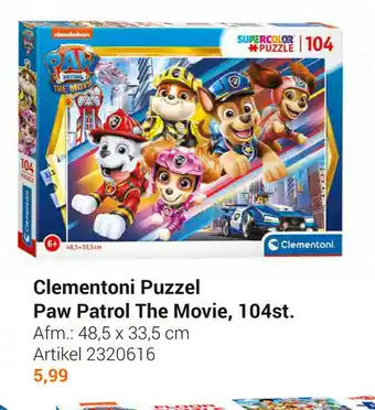 Lobbes Clementoni Puzzel Paw Patrol The Movie, 104st. aanbieding