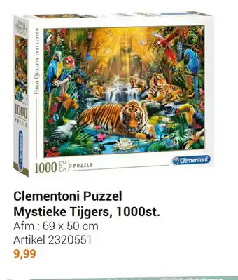 Lobbes Clementoni Puzzel Mystieke Tijgers, 1000st. 69 x 50 cm aanbieding