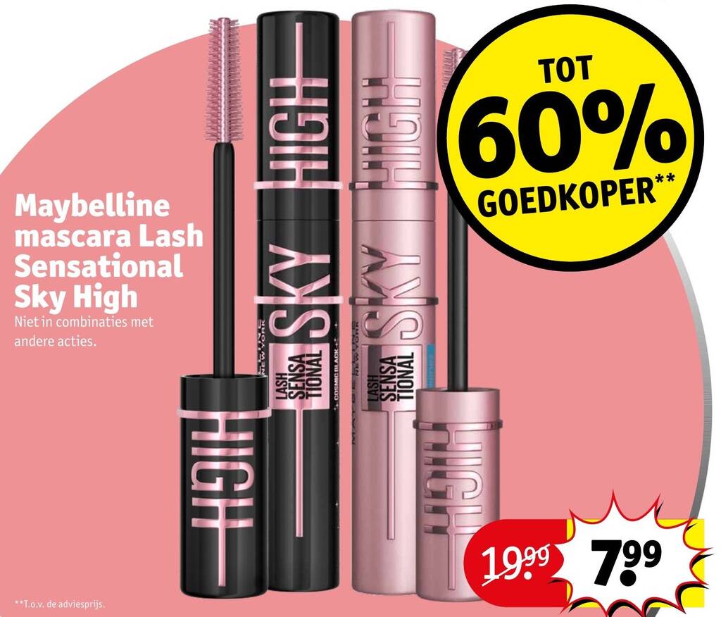 Maybelline mascara Lash Sensational Sky High aanbieding bij Kruidvat