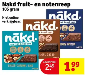 Kruidvat Nakd fruit- en notenreep 105 gram aanbieding