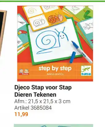 Lobbes Djeco Stap Voor Stap Dieren Tekenen 21,5 x 21,5 x 3 cm aanbieding