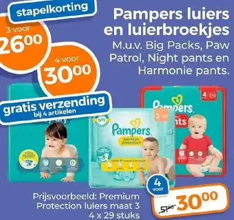 Trekpleister Pampers luiers en luierbroekjes aanbieding