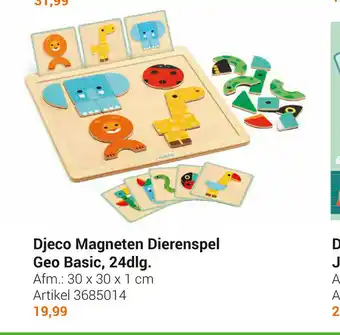 Lobbes Djeco Magneten Dierenspel Geo Basic, 24dlg. 30 x 30 x 1 cm aanbieding