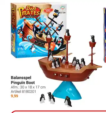 Lobbes Balansspel Pinguin Boot 30 x 18 x 17 cm aanbieding