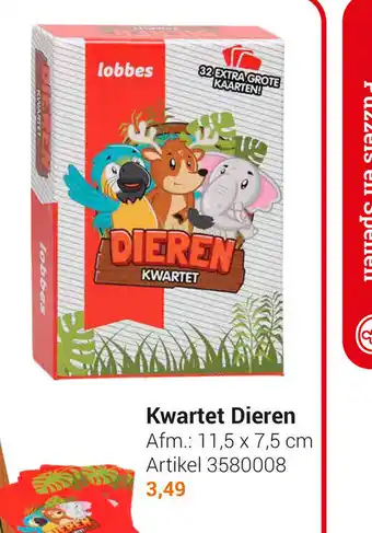 Lobbes Kwartet Dieren 11,5 x 7,5 cm aanbieding