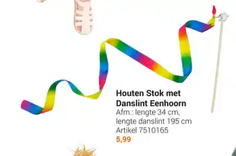 Lobbes Houten Stok Met Danslint Eenhoorn 34cm aanbieding