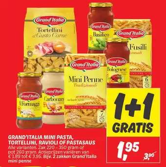 Dekamarkt GRAND'ITALIA MINI PASTA, TORTELLINI, RAVIOLI OF PASTASAUS aanbieding