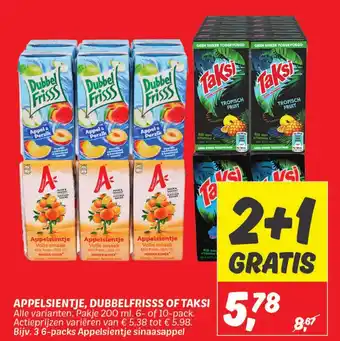 Dekamarkt APPELSIENTJE, DUBBELFRISSS OF TAKSI aanbieding