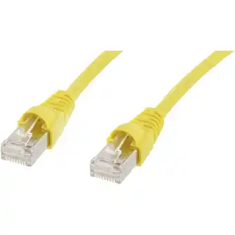 Conrad Telegärtner l00000a0076 rj45 netwerkkabel, patchkabel cat 6a s/ftp 0.50 m geel vlambestendig, snagless, vlambestendig, haloge aanbieding