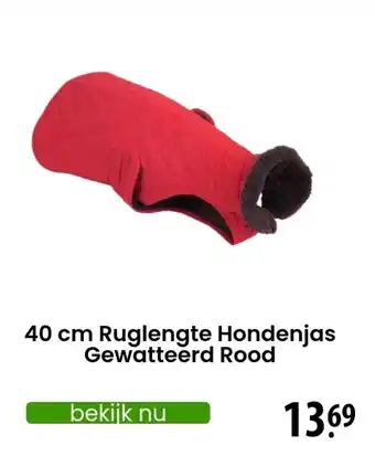 Zooplus 40cm Ruglengte Hondenjas Gewatteerd Rood aanbieding