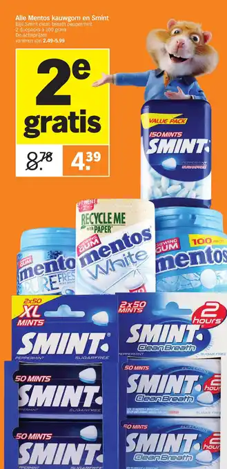 Albert Heijn Alle Mentos kauwgom en Smint aanbieding