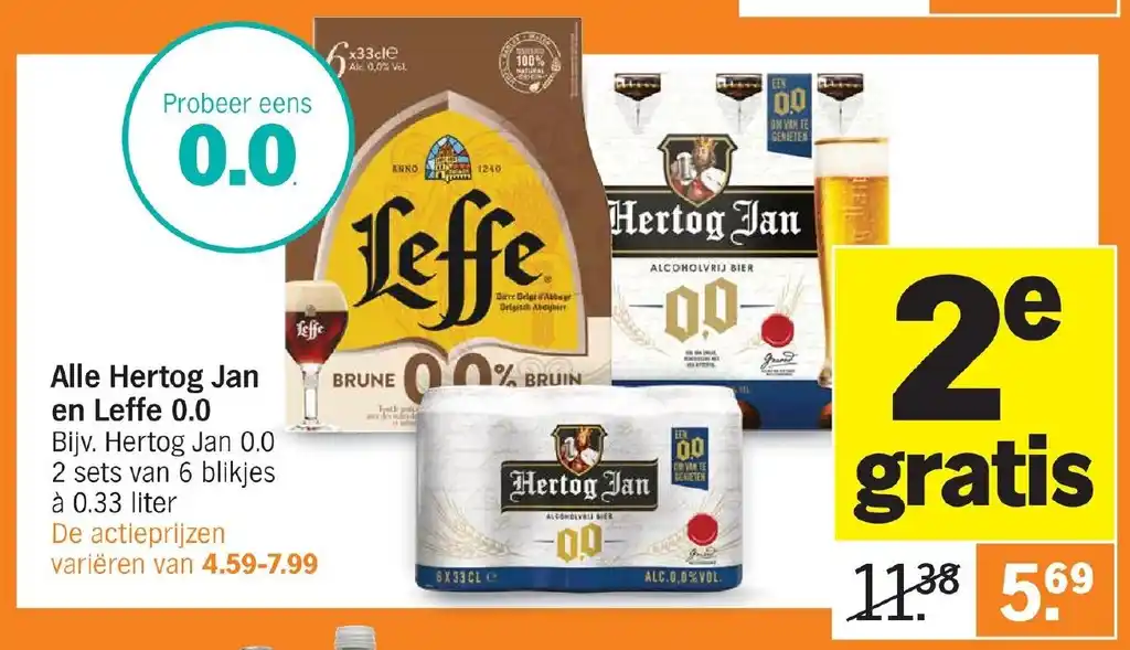 Alle Hertog Jan en Leffe 0.0 aanbieding bij Albert Heijn