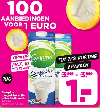 PLUS Campina Langlekker volle of halfvolle melk aanbieding