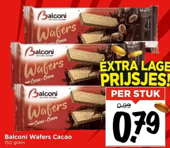 Vomar Voordeelmarkt Balconi Wafers Cacao 150 gram aanbieding