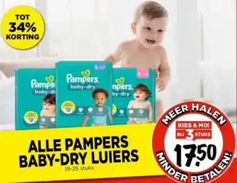 Vomar Voordeelmarkt ALLE PAMPERS BABY-DRY LUIERS aanbieding